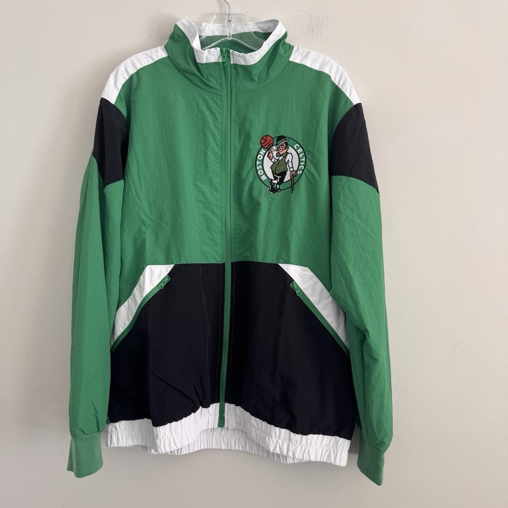 Boston Celtics Jacket Mens Large Green Full Zip Track Retro NBA NWT Ultra Game